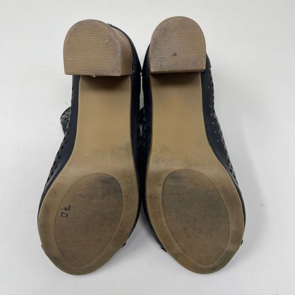 Steve Madden Women's Ankle Peep Toe Booties Block Heels Black Leather EU 38 - Picture 6 of 9